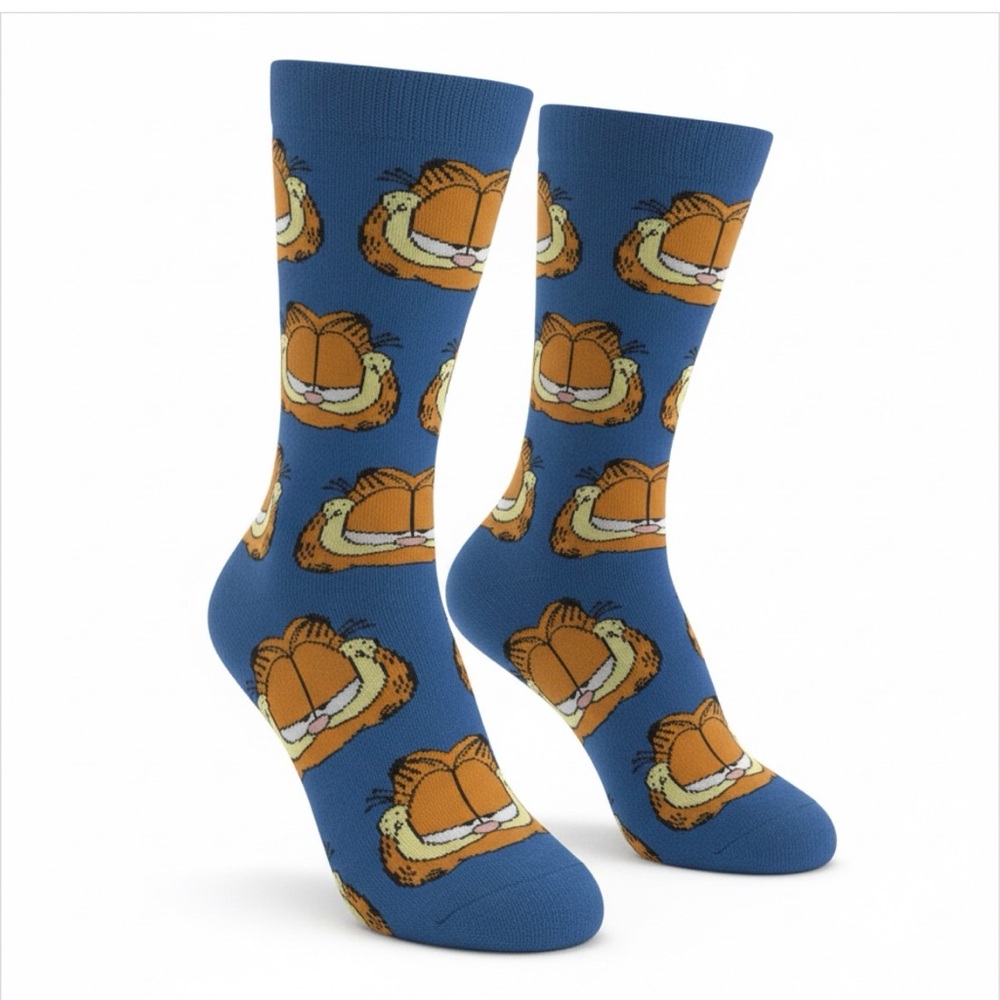 #18 Garfield Patterned Blue Socks